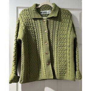 Aran Crafts Green Cable Knit Cardigan